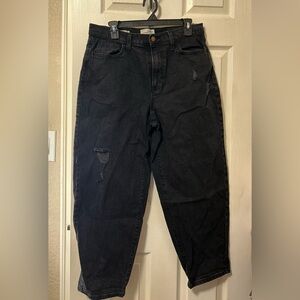 Women Bubble Black Distressed Jeans